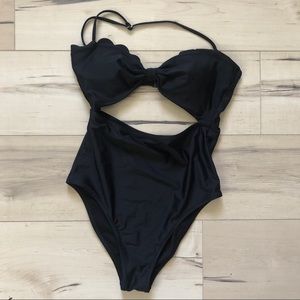cupshe Black scalloped cut out one piece swimsuit